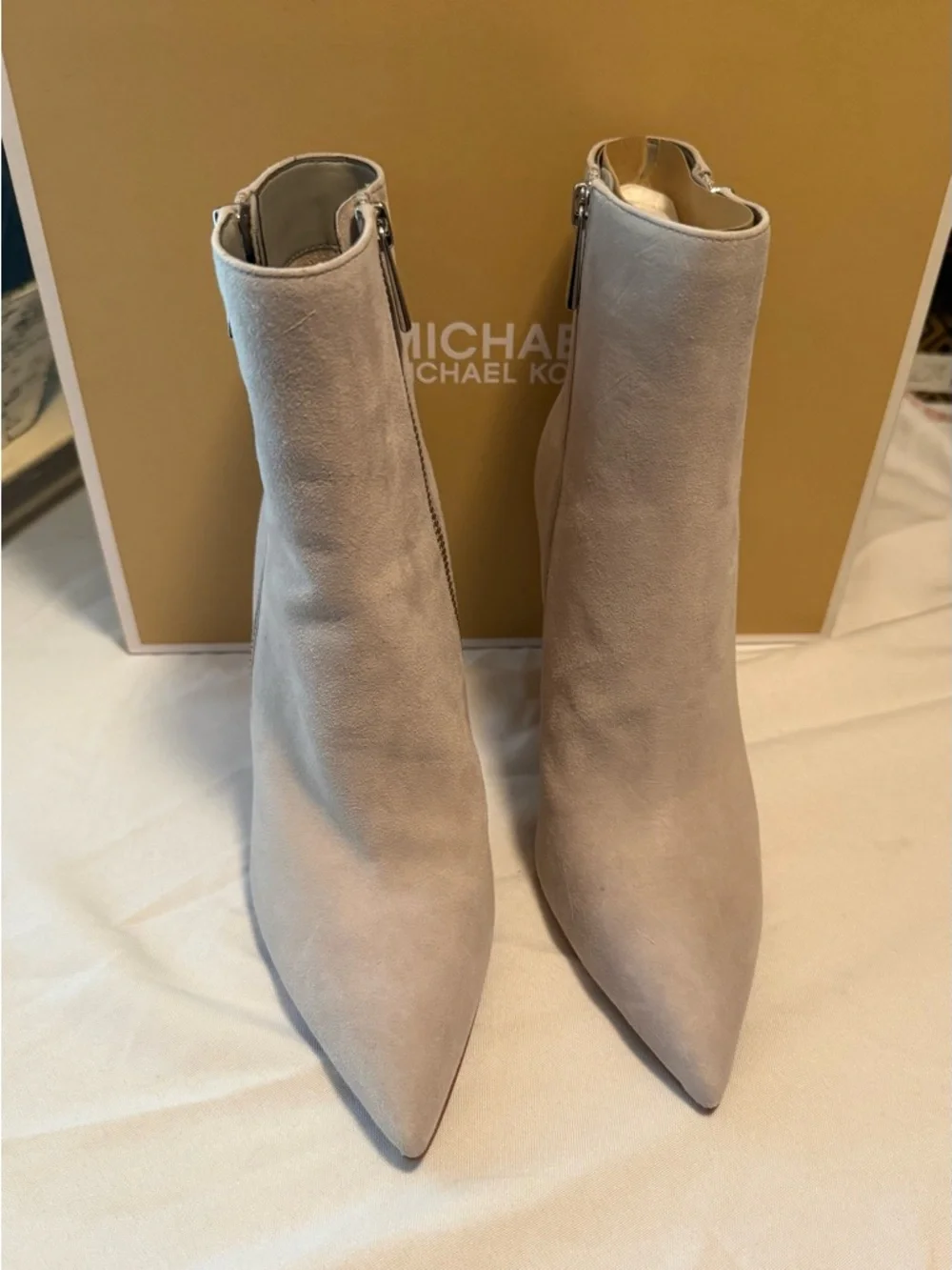 MICHAEL KORS Keke Beige Pointed-Toe Ankle Booties - Picture 2 of 5